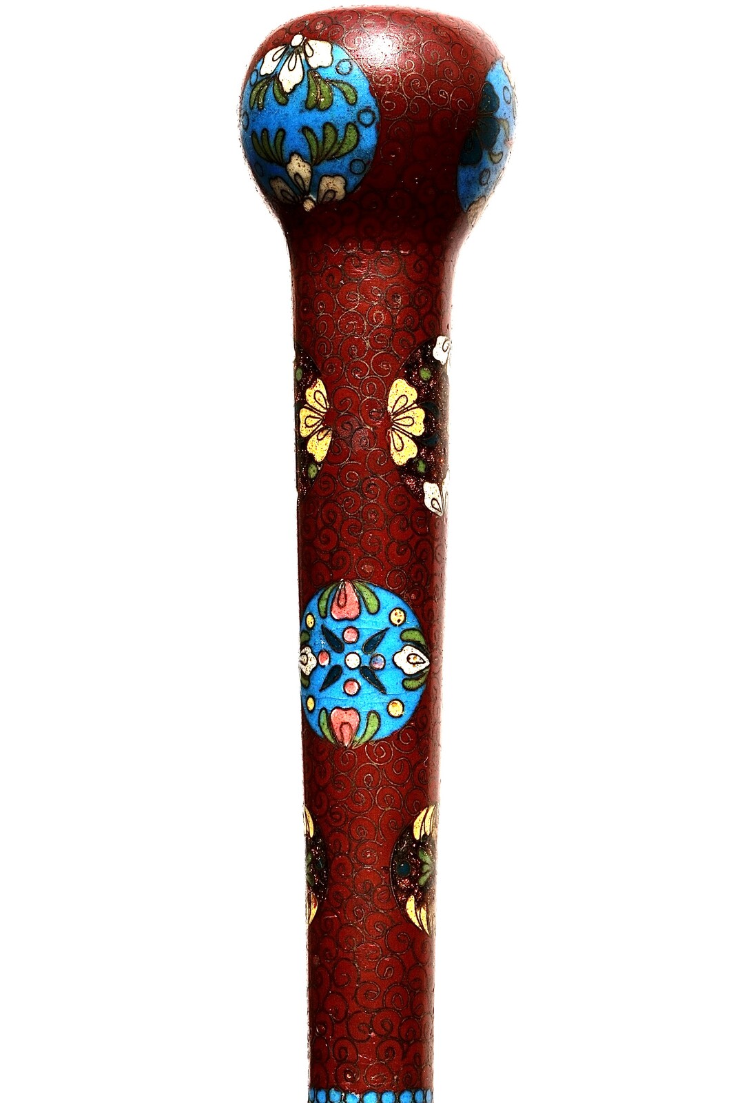 A beautiful Japanese Cloisonné mounted into a cane. Japan, ca. 1890