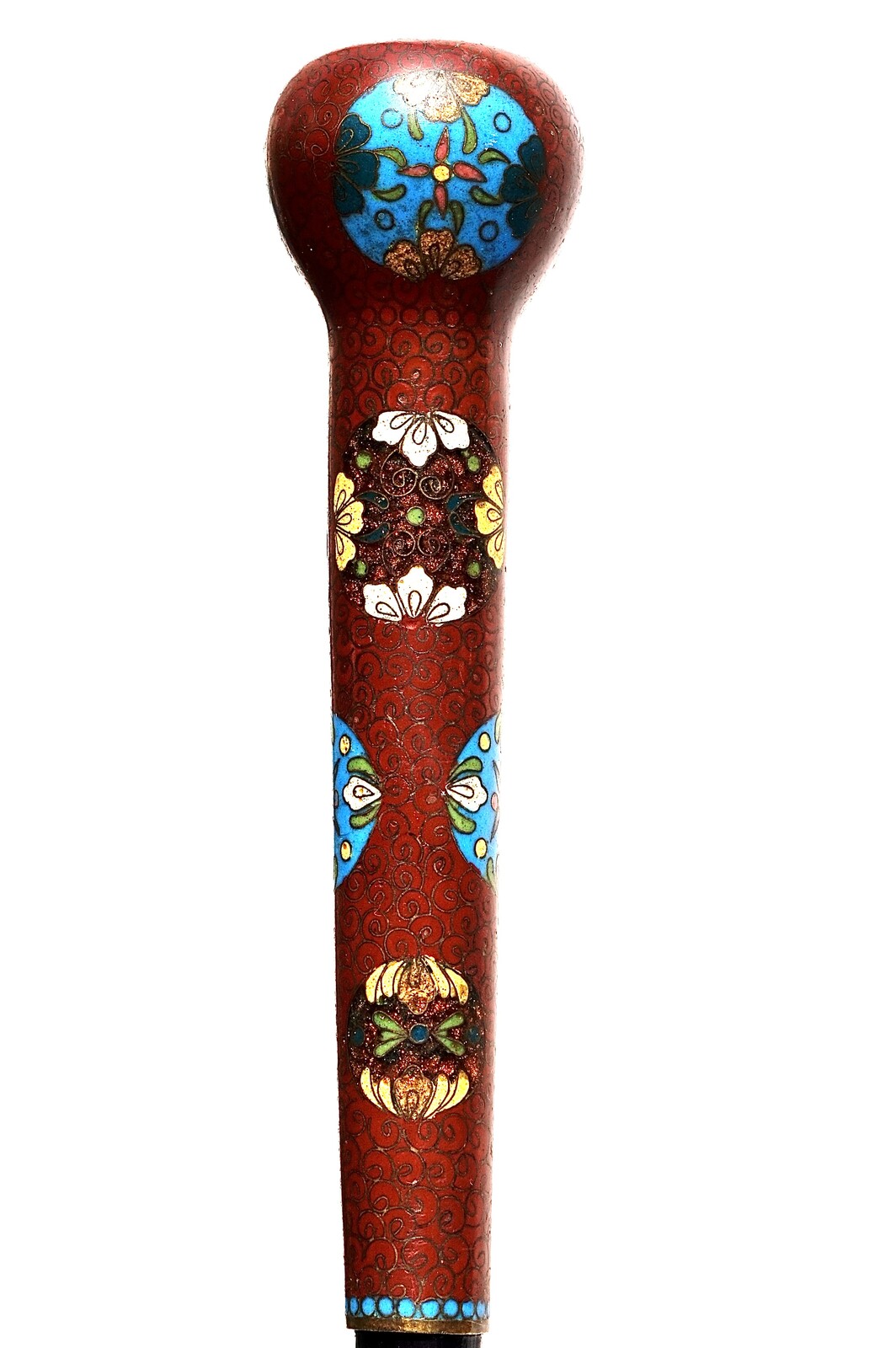 A beautiful Japanese Cloisonné mounted into a cane. Japan, ca. 1890