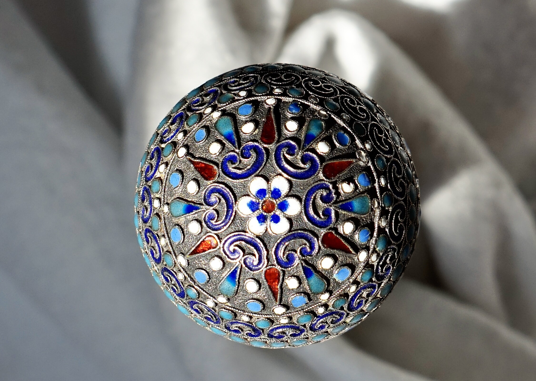 A Russian Champleve enamel Cane, Moscow ca. 1890