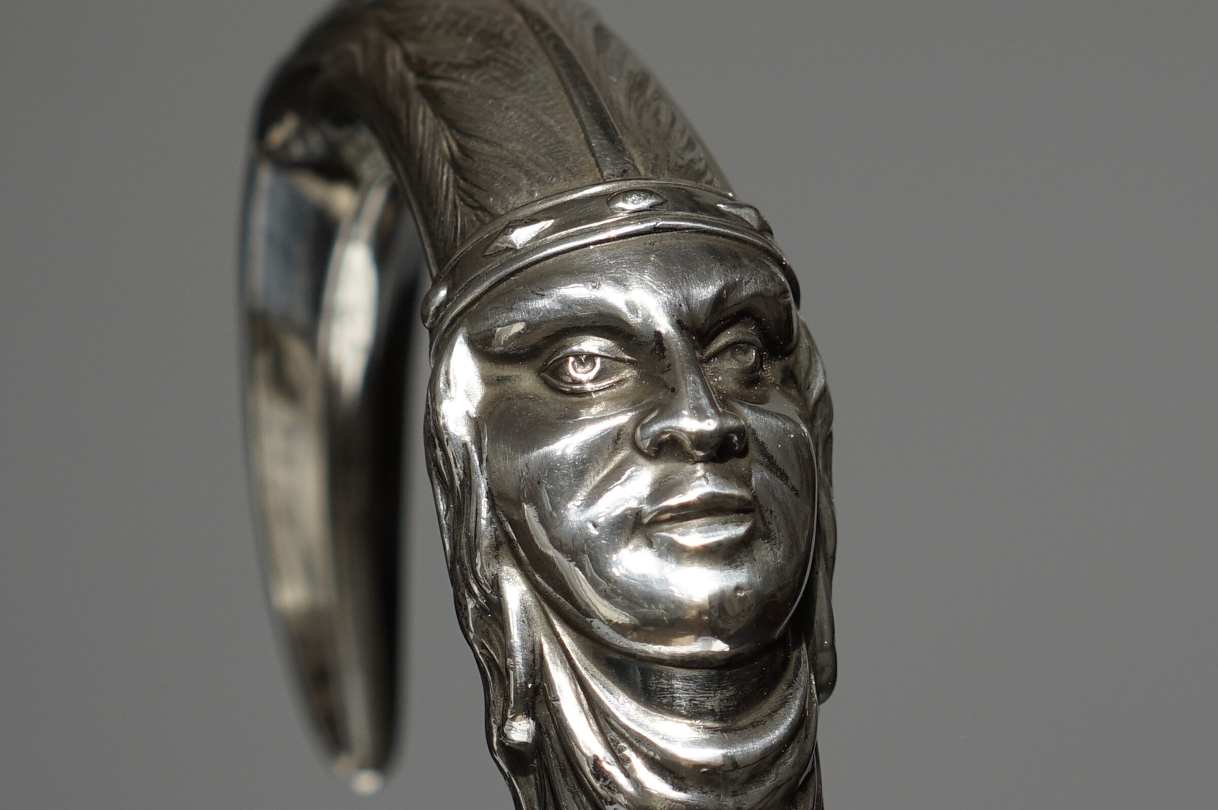 An American Indian by Lucien Gaillard, Silver Walking stick, France ca. 1900