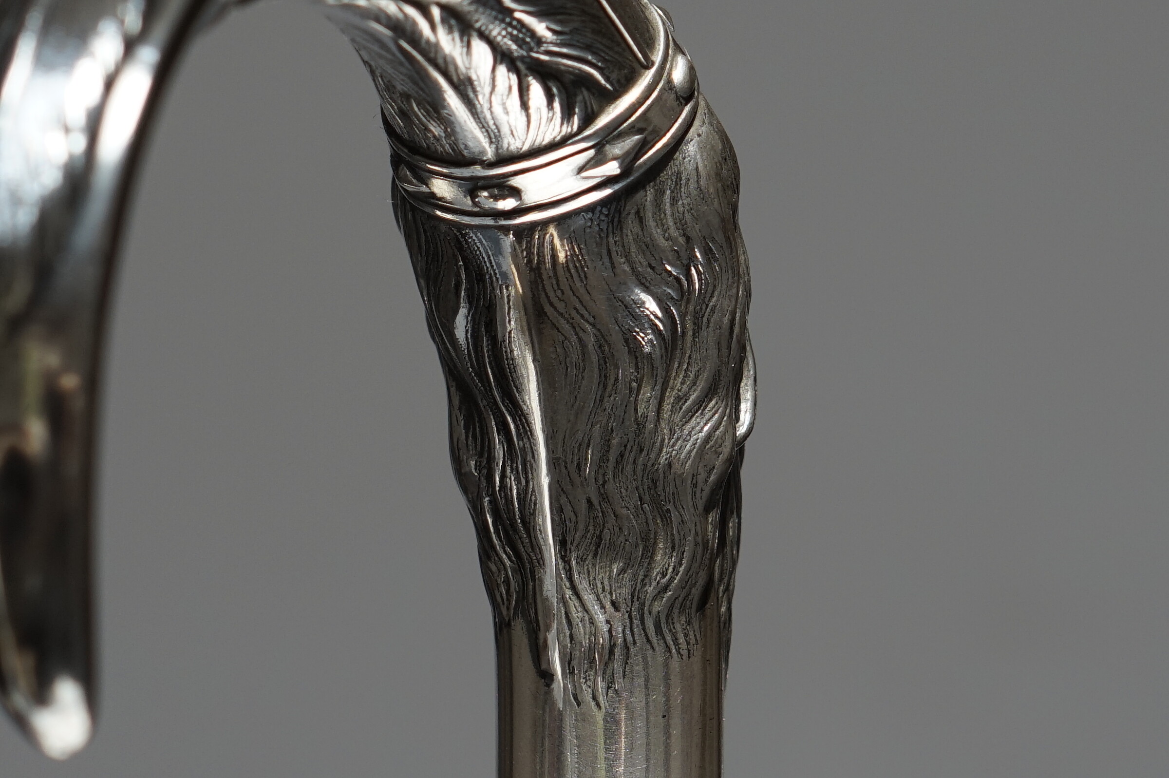 An American Indian by Lucien Gaillard, Silver Walking stick, France ca. 1900