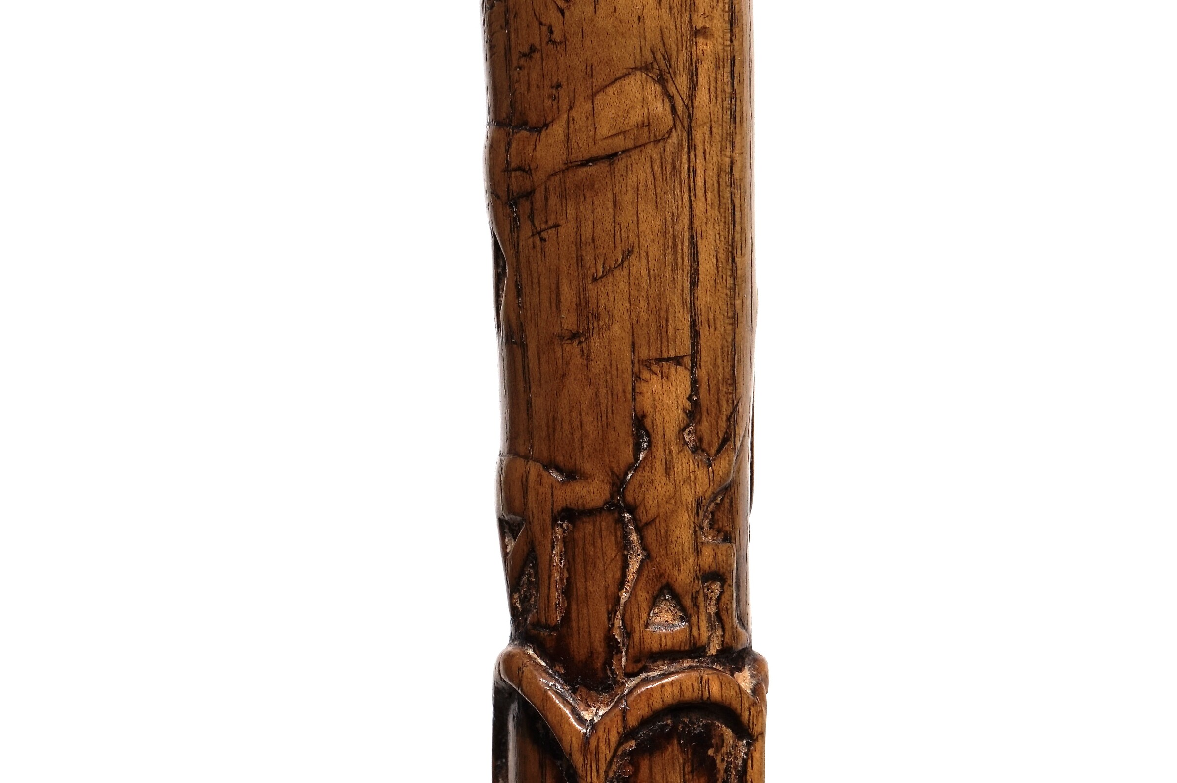 An early religious Saint Lambert Folk Art Cane, Belgie, ca. 1800