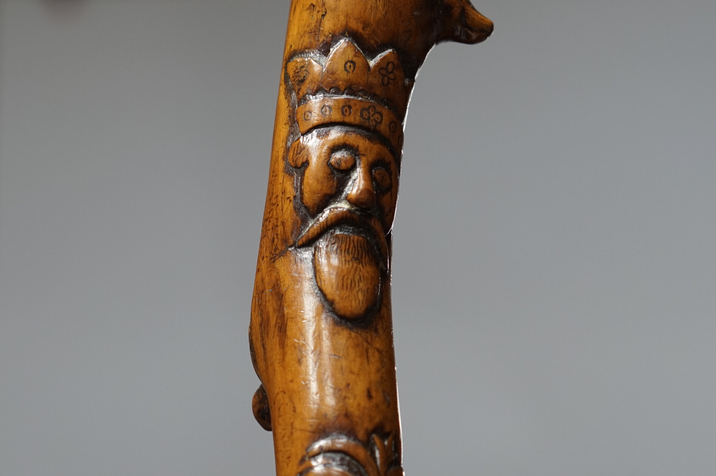 Surrealistic figures, Folk Art Walking Cane. France ca. 1880