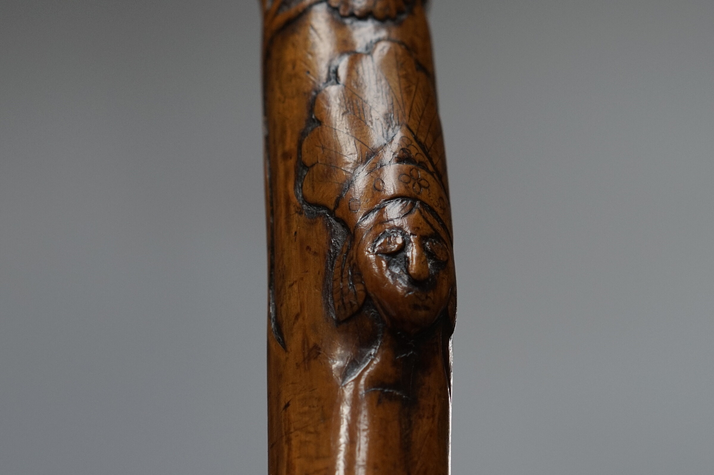 Surrealistic figures, Folk Art Walking Cane. France ca. 1880